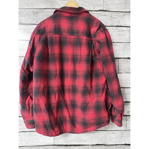 Dickies Jacket Mens Medium Red Buffalo Plaid Sherpa Lined Full Zip - Picture 3 of 5